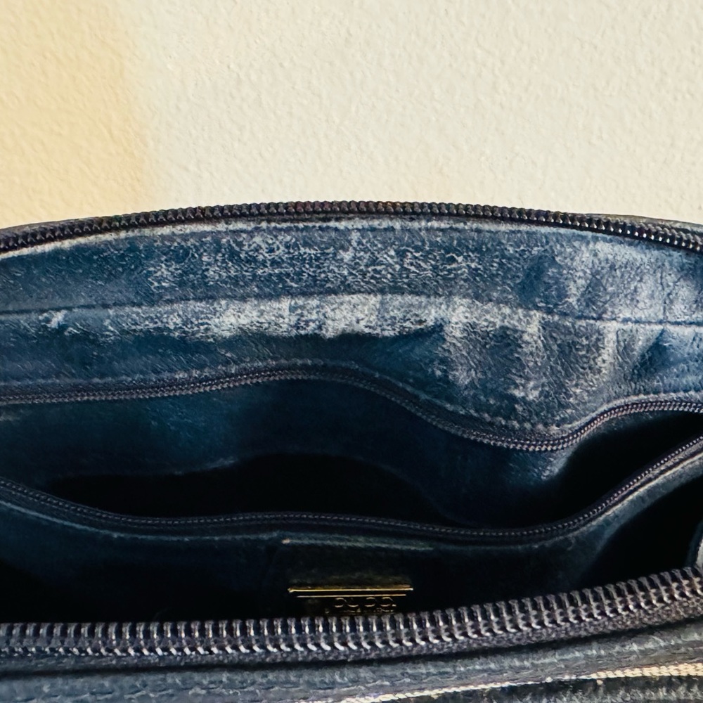 AUTHENTIC VINTAGE GUCCI Navy Monogram GG BAG 80’s W/GUCCI Dustbag Excellent Cond - Picture 12 of 14